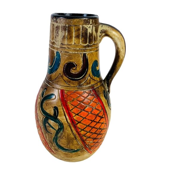 Southwestern Boho Vase Pitcher 9 Inch Primitive Earthy VTG Native Vibe - Picture 2 of 14